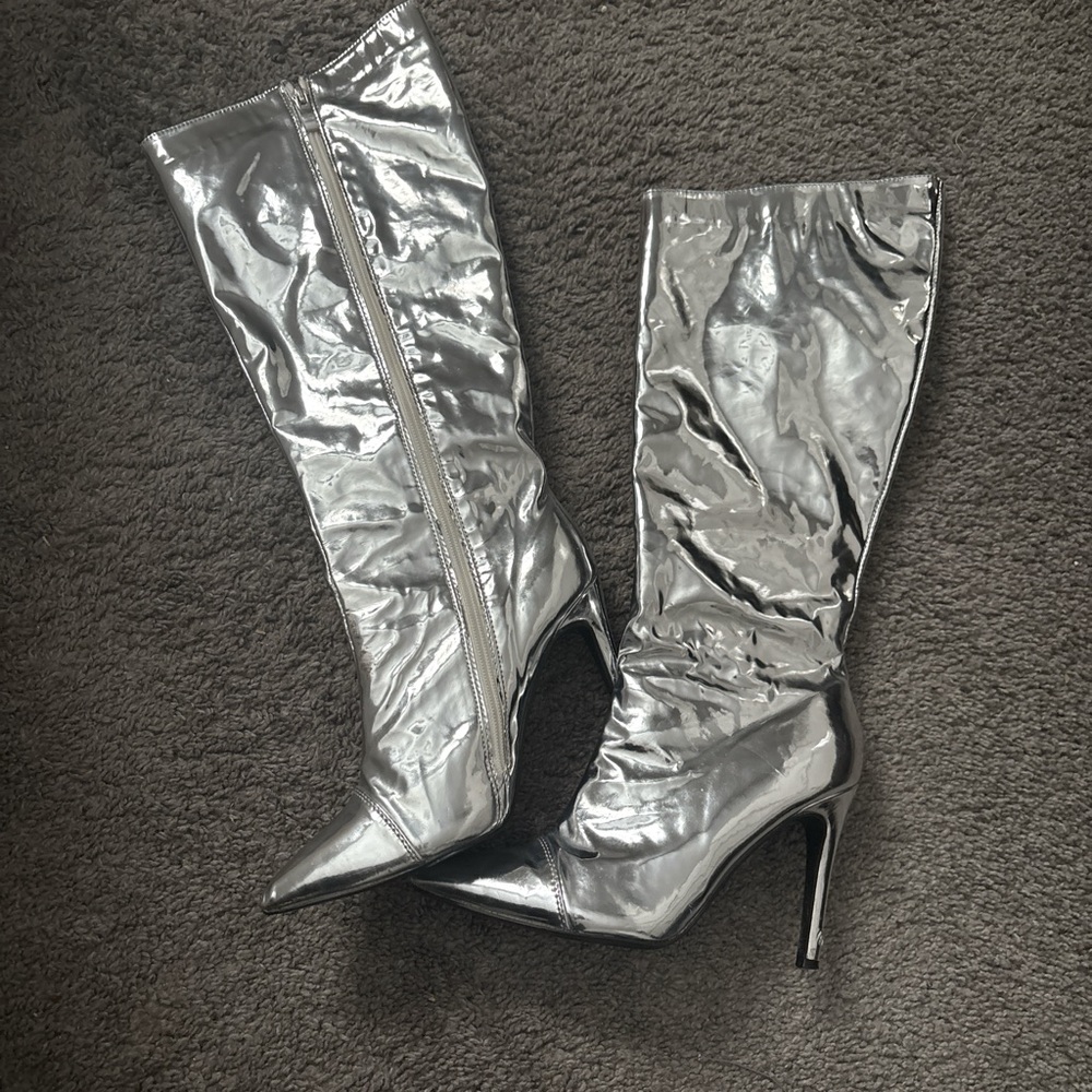 Worn once the silver boots sell out fast everywhere.